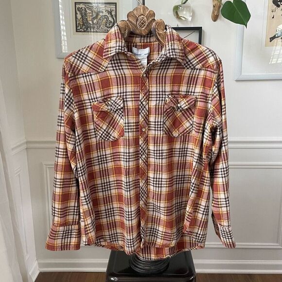 Wrangler Western Style Snap Front Plaid Flannel XL - Picture 2 of 7